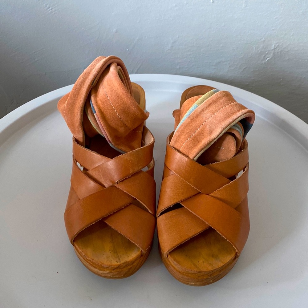 Free People Ankle Wrap Clogs